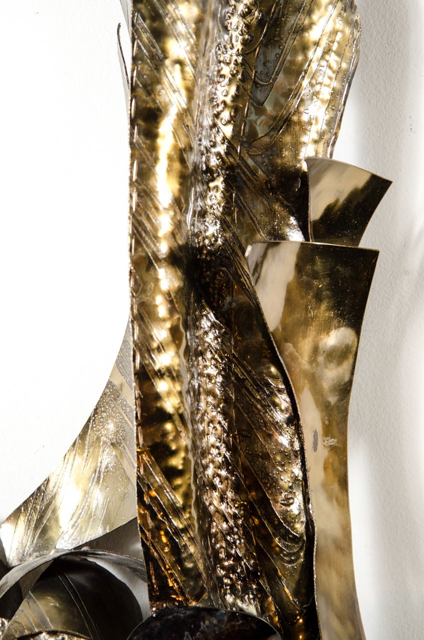 Mid Century Patinated Bronze & Rock Crystal Wall Sculpture by Marc D'Haenens In Excellent Condition In New York, NY