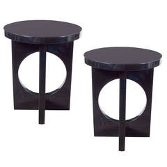 Pair of Mid-Century Modernist Occasional Tables with Stylized Cut-Out Bases