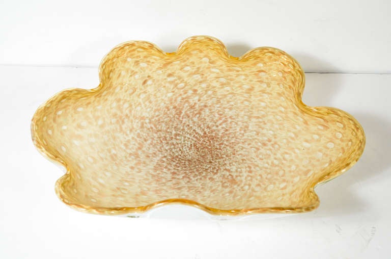 Gorgeous Free Form Ovoid Shape Mid-Century Murano Glass Centerpiece Bowl