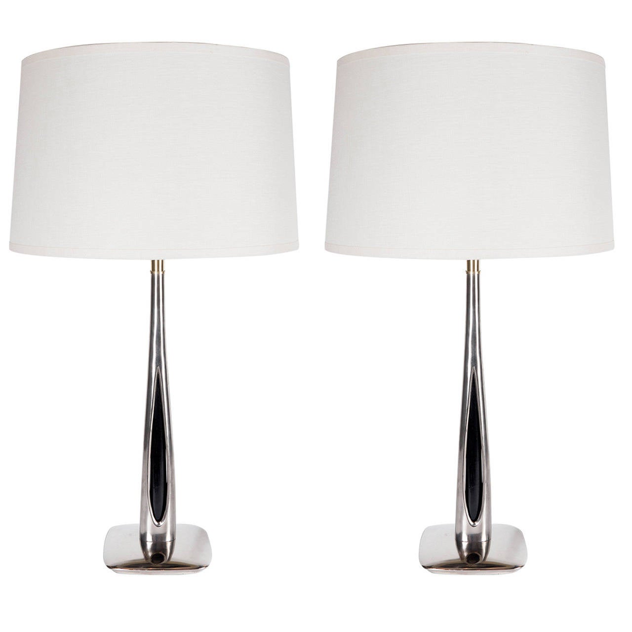 Sophisticated and Sculptural Pair of Mid-Century Modernist Table Lamps