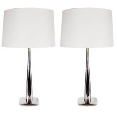 Sophisticated and Sculptural Pair of Mid-Century Modernist Table Lamps