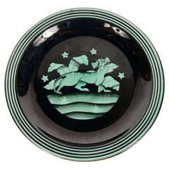 Art Deco Ceramic"Panther" Plate by Ilse Claussen for Rorstrand of Sweden