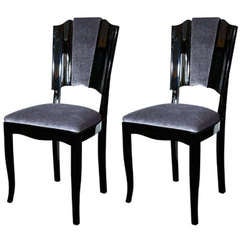 Pair of Art Deco Dining Chairs with Directoire Style Backs