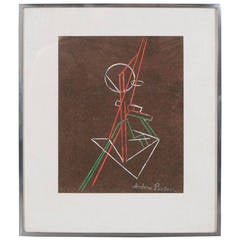 Original Cubist Color Silkscreen by Antoine Pevsner "Spatial Construction"