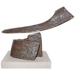 Mid-Century Modernist Brutalist Bronze Sculpture Signed by Boi