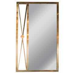 Mid-Century Modernist X-Form Mirror in Brass by Paul McCobb