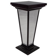 Art Deco Skyscraper Style Pedestal in Ebonized Walnut and Antique Mirror