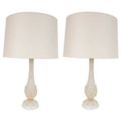 Exquisite and Gorgeous Pair of Murano Glass Lamps by Barovier & Toso