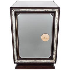 Vintage Mid-Century Modernist Smoked Mirror Side Table in the Manner of James Mont