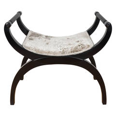 Gorgeous Mid-Century Modernist Bench or Stool in Oyster Gauffraged Velvet 8
