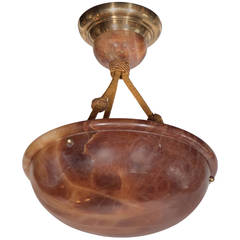 Exquisite Exotic Highly Veined Onyx  Art Deco Flush-Mount Chandelier