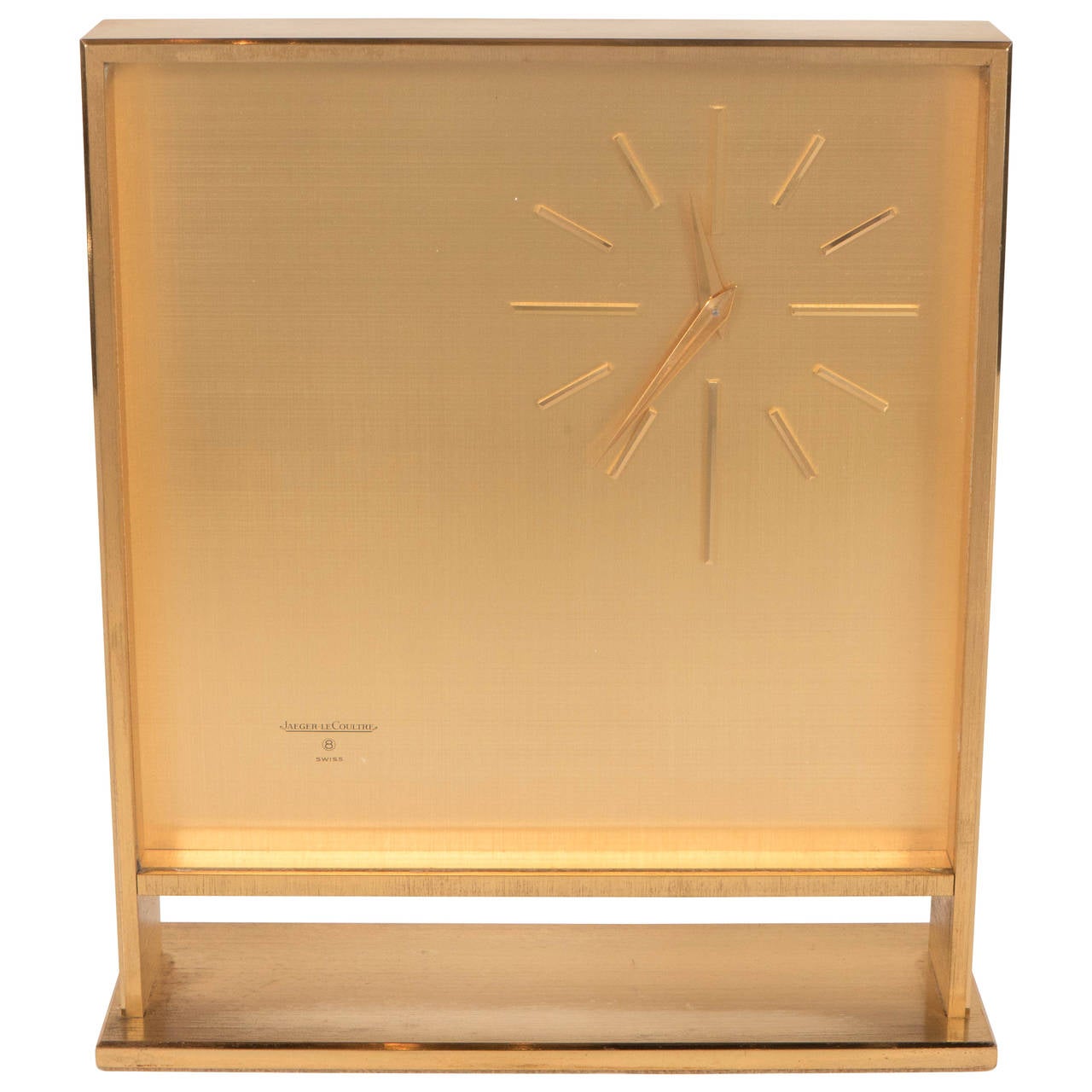 UltraChic MidCentury Modernist Metal Doré Clock by JaegerLeCoultre