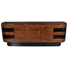 Vintage Art Deco Sideboard by Deutsche Mobel in Bookmatched Rosewood