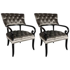 Pair of Hollywood Regency Scroll Occasional Chairs by Grosfeld House