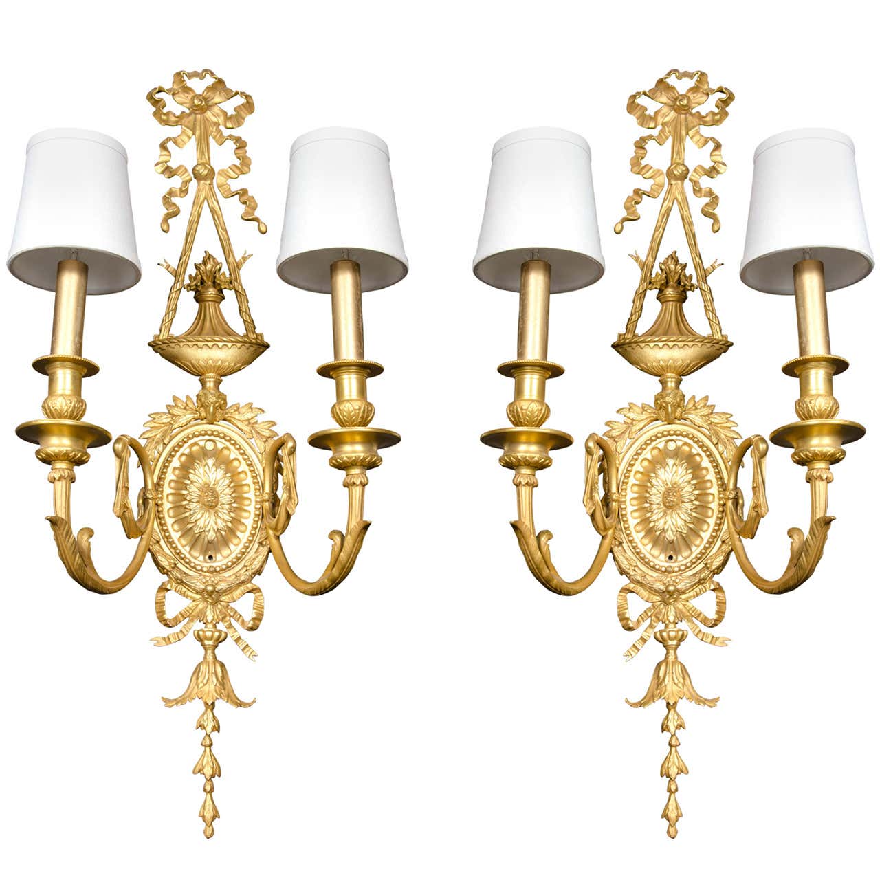 Elegant Pair of Rococo Style Gilded Two Arm Sconces at 1stDibs
