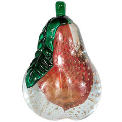 Gorgeous Set of Handblown Murano Glass Pear and Apple by Barbini