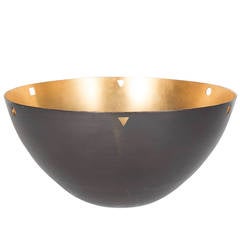Modernist Patinated Bronze Bowl with Gilt Interior by Karin Pierce
