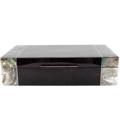 Exquisite Blacktab Shell Box with Tahiti Shell Ends and Silvered Inlay Trim 6
