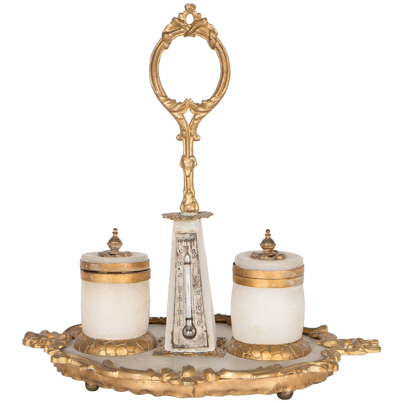 Elegant 19th Century Ormolu and Marble Writing Desk Set