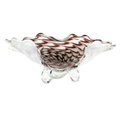 Gorgeous Triangular Form Murano Glass Footed Bowl