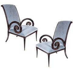 Pair of Hollywood High-Back Spiral Armchairs by Grosfeld House