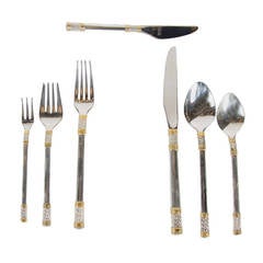 Elegant Mid-Century Modernist Set of Sterling & Gold Flatware by Wallace Service 1