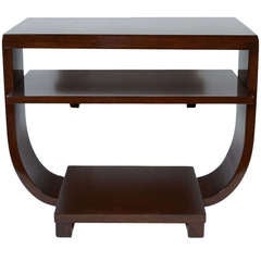 Art Deco Book-matched Walnut Two Tier Side Table