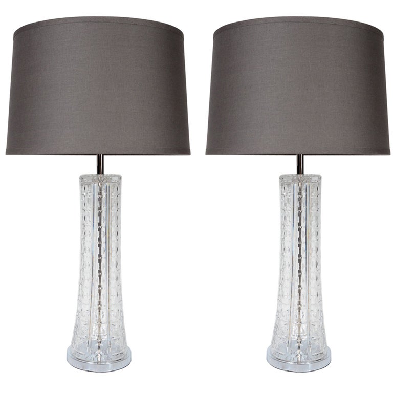 Pair of Majestic Baccarat Style Cut Crystal Table Lamps