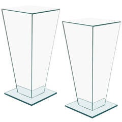 Pair of Sculptural Mid-Century Modernist Mirror and Glass Pedestals