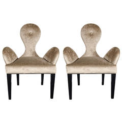 Sculptural Pair of Mid-Century Modernist Occasional Chairs by James Mont