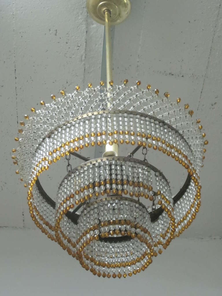 Lustre ou lustre vénitien moderne du milieu du siècle dernier en verre perlé, 1930 Bon état - En vente à New York, NY