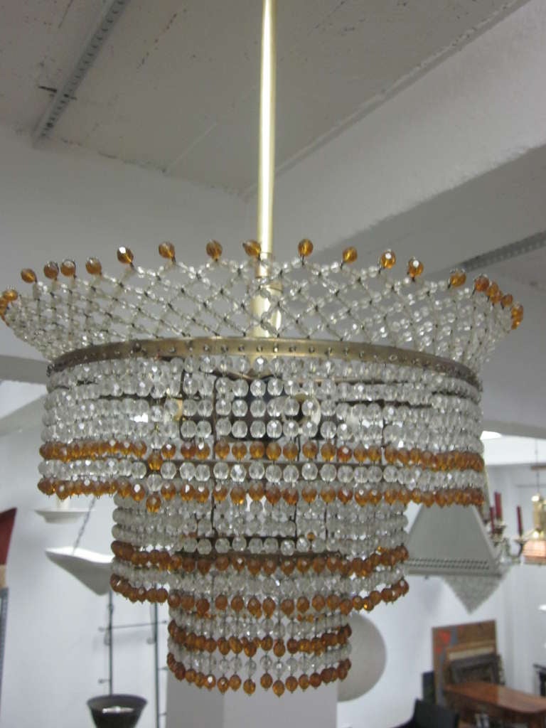Fait main Lustre ou lustre vénitien moderne du milieu du siècle dernier en verre perlé, 1930 en vente
