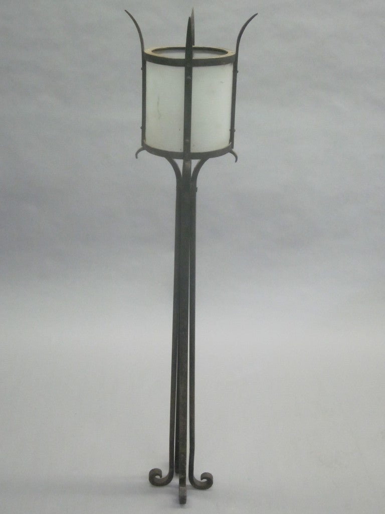 Three French Mid-Century Wrought Iron Floor Lamps Attributed to Raymond Subes In Good Condition For Sale In New York, NY