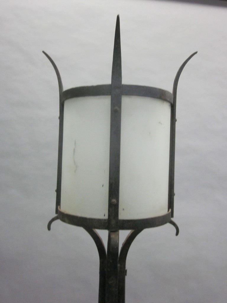 Three French Mid-Century Wrought Iron Floor Lamps Attributed to Raymond Subes For Sale 2