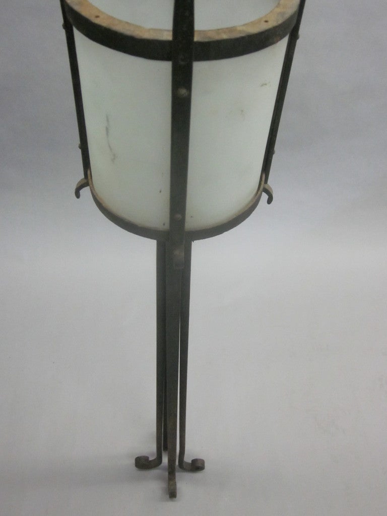 Mid-20th Century Three French Mid-Century Wrought Iron Floor Lamps Attributed to Raymond Subes For Sale