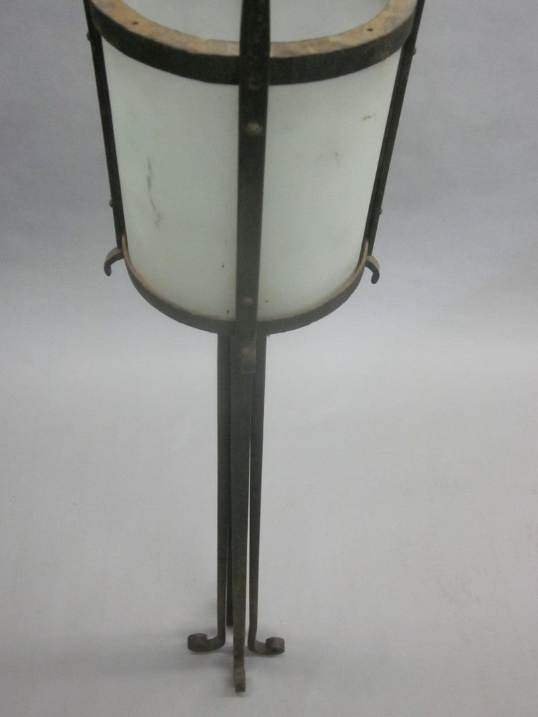 Three French Mid-Century Wrought Iron Floor Lamps Attributed to Raymond Subes For Sale 1