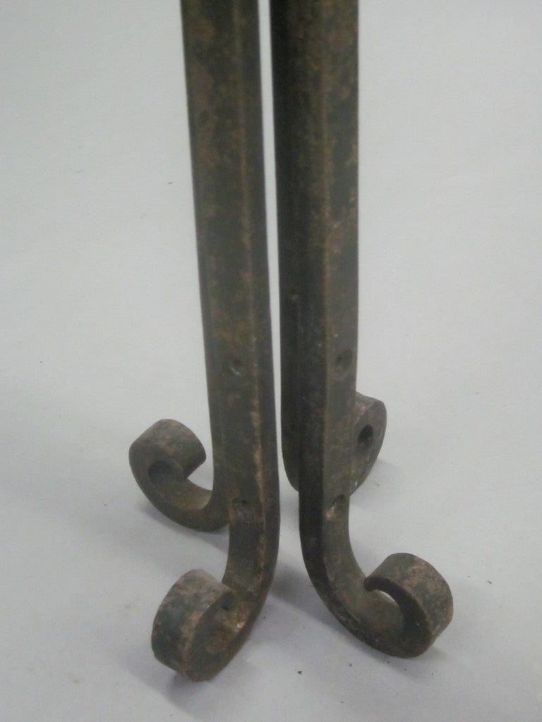 Three French Mid-Century Wrought Iron Floor Lamps Attributed to Raymond Subes For Sale 4