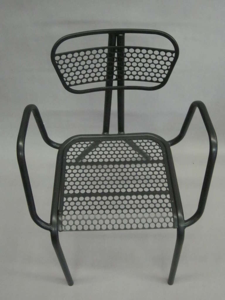 Mid-20th Century Set of Eight French Mid-Century Modern Enameled Steel Dining Chairs For Sale