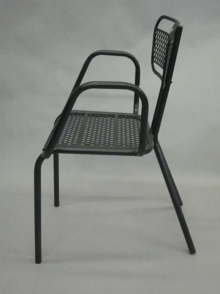 Set of Eight French Mid-Century Modern Enameled Steel Dining Chairs For Sale 2