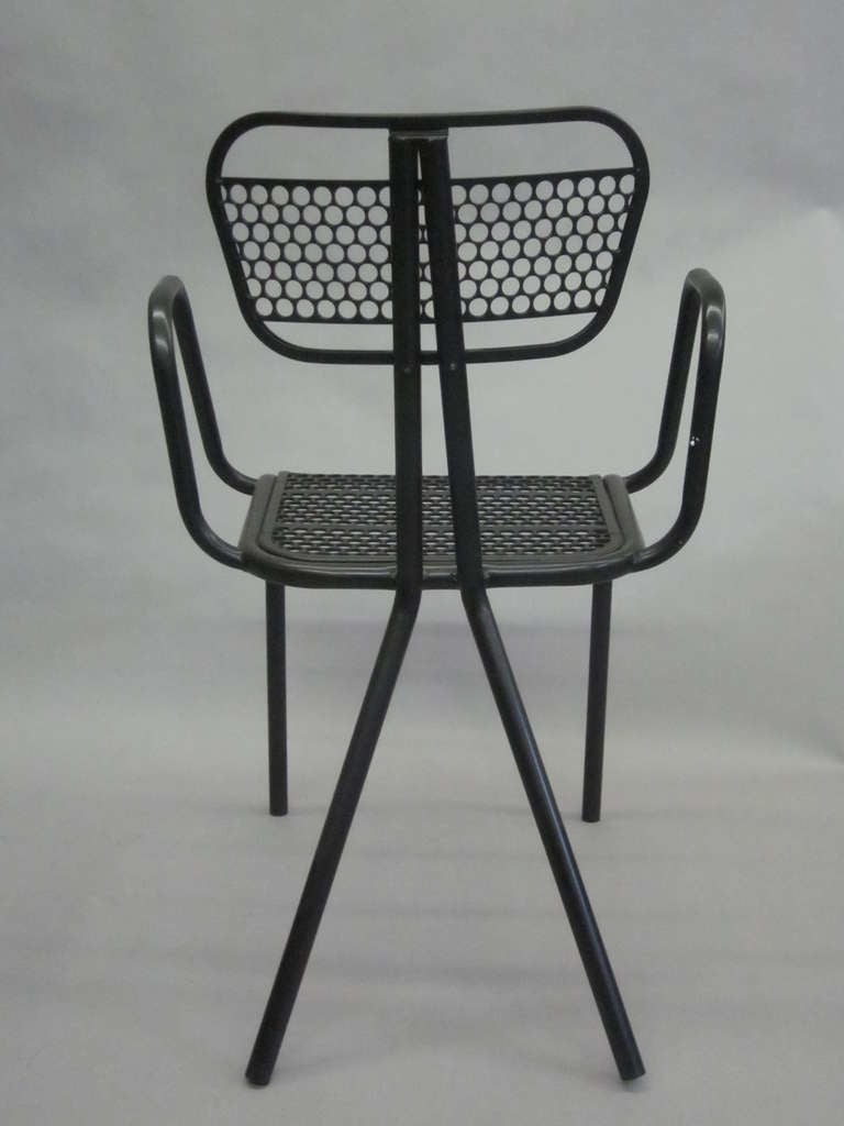 Set of Eight French Mid-Century Modern Enameled Steel Dining Chairs For Sale 3