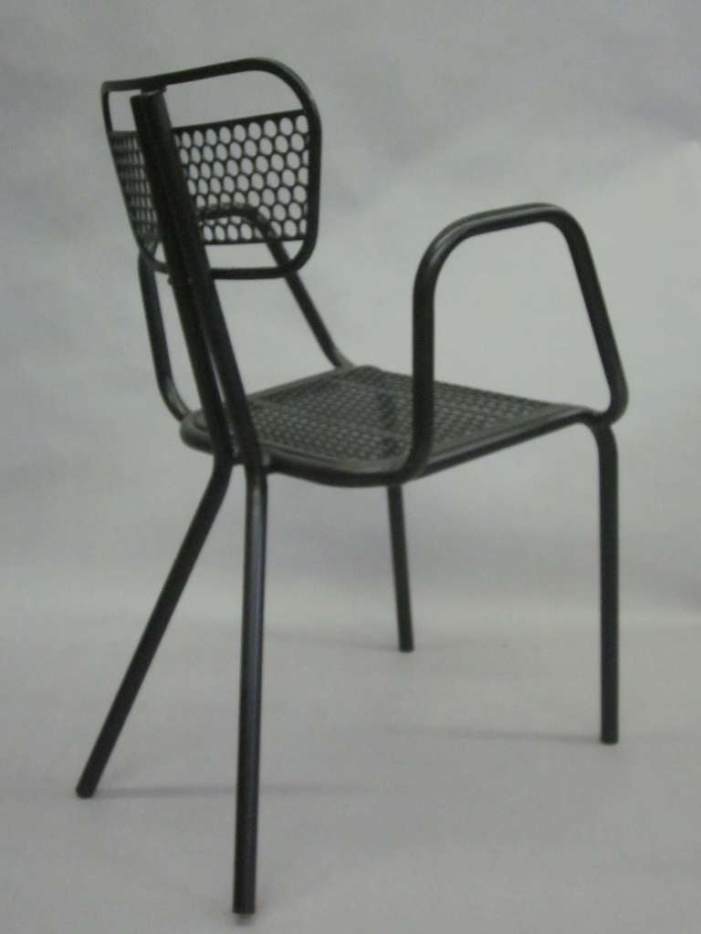 Set of Eight French Mid-Century Modern Enameled Steel Dining Chairs For Sale 4