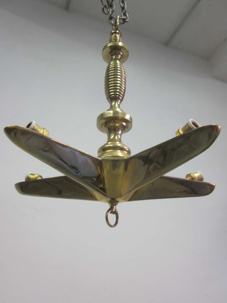French Modern Neoclassical Brass Star / Sunburst Pendant Attr. to Maison Jansen In Good Condition In New York, NY