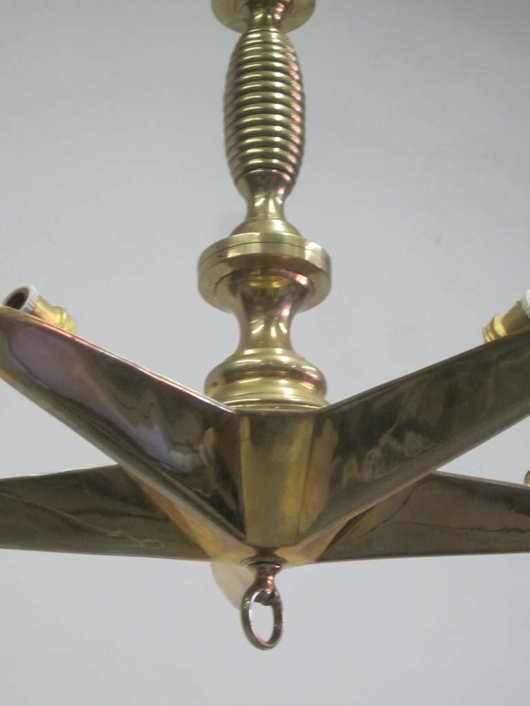 French Modern Neoclassical Brass Star / Sunburst Pendant Attr. to Maison Jansen 5