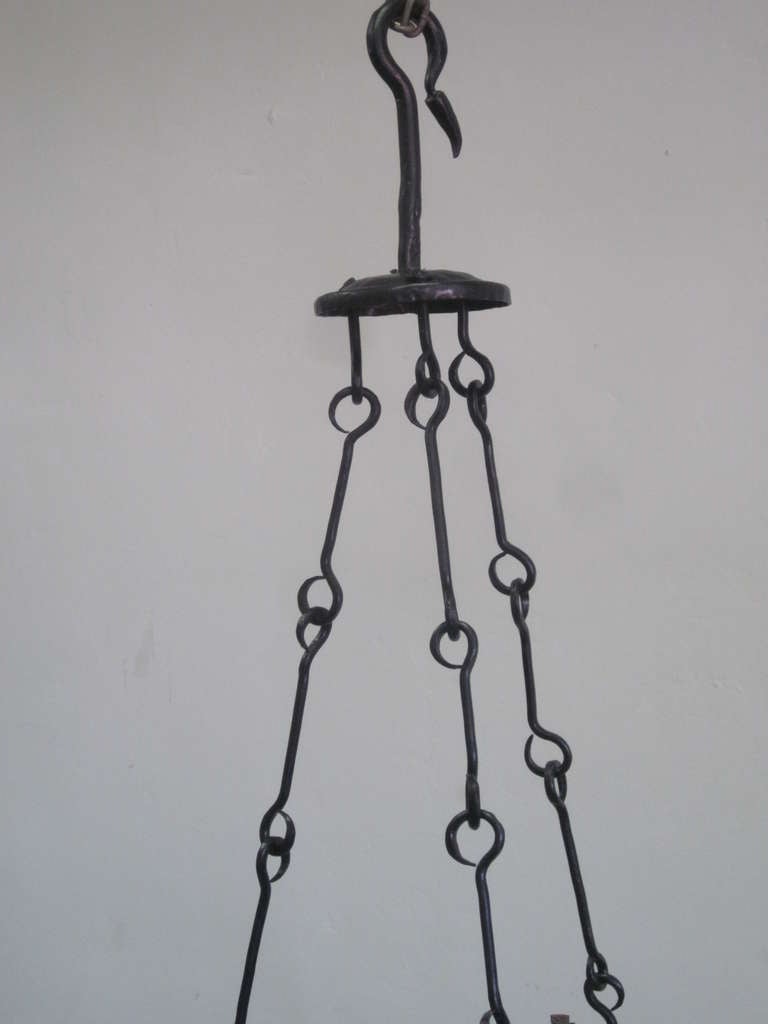 2 Mid-Century Modern Iron 'Star of David' Chandeliers, Raymond Subes Attributed For Sale 3