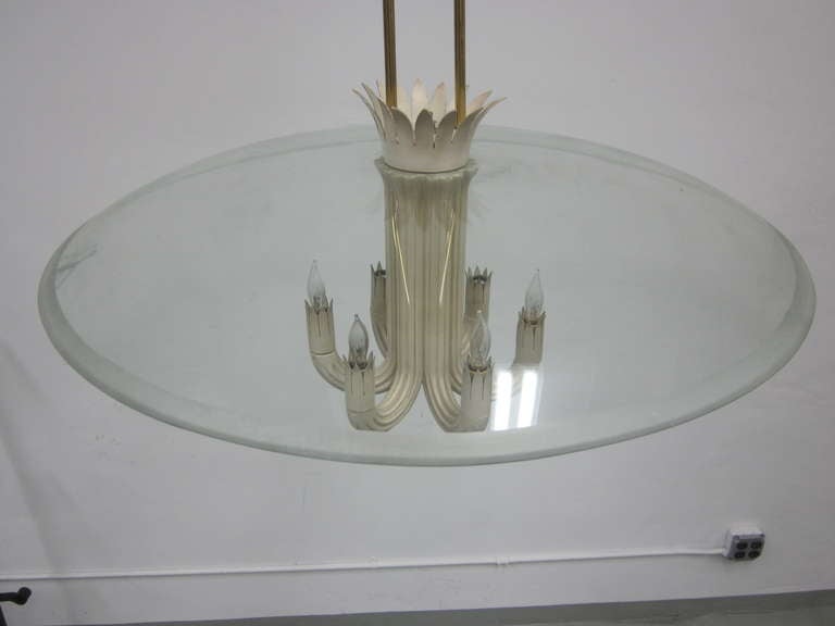Italian Modern Neoclassical Glass Chandelier by Pietro Chiesa for Fontana Arte For Sale 2