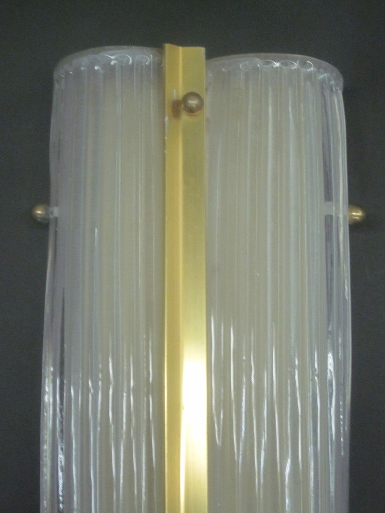 Mid-Century Modern Two Large Italian Murano Glass Sconces / Fixtures For Sale