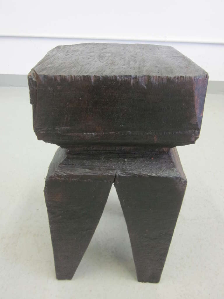 Mid-20th Century French Modern Craftsman Stool in the Manner of Brancusi