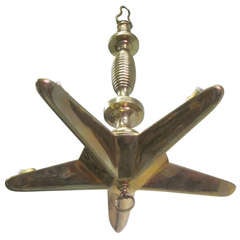 French Solid Brass Starburst / Sunburst Pendant 3