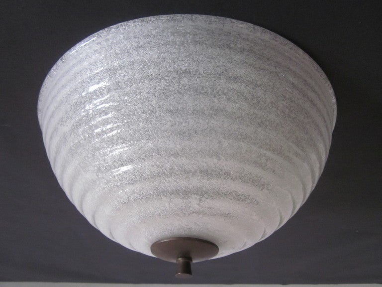 Mid-Century Modern Italian Mid-Century Murano White Pugeloso Glass Flush Mount /Pendant by Barovier