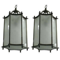 Rare Pair of Large French Lanterns / Pendants Attributed to Bagues